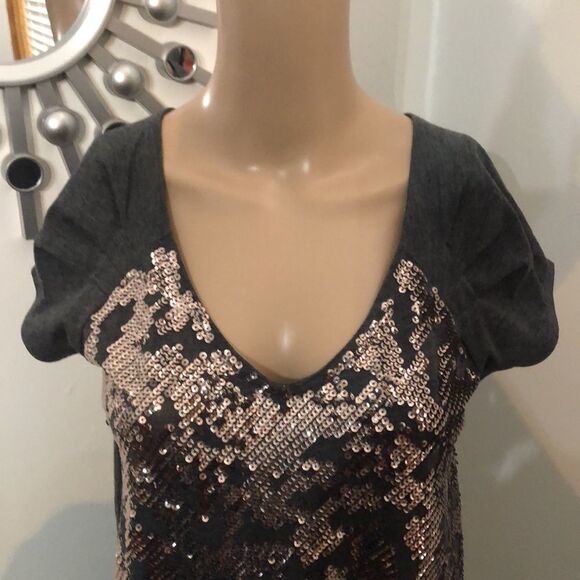 DKNY Sequin Mini Dress Grey Women’s Size Extra Small Short Sleeve Shirt - Picture 3 of 12